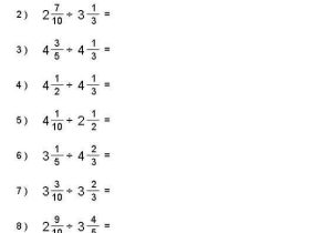 Adding Subtracting Multiplying and Dividing Fractions Worksheet with Dividing Mixed Numbers Fractions Worksheets Math