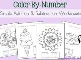Addition and Subtraction Worksheets for Kindergarten or Simple Addition and Subtraction Color by Number Worksheets