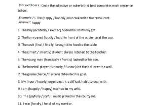 Adjective and Adverb Worksheets with Answer Key or Endearing Adjective Worksheets 5th Grade Free Also Adjectives