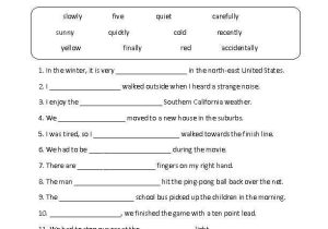 Adjective and Adverb Worksheets with Answer Key or Fill In Adjectives Worksheet Kidz Activities