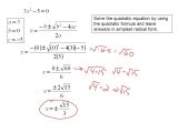 Algebra 2 Quadratic formula Worksheet Answers as Well as Quadratic formula Simplest Radical form Worksheet Kidz Activities