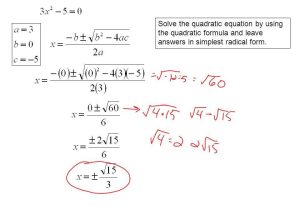 Algebra 2 Quadratic formula Worksheet Answers as Well as Quadratic formula Simplest Radical form Worksheet Kidz Activities