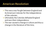 American Revolution Timeline Worksheet or Literature During the American Revolution