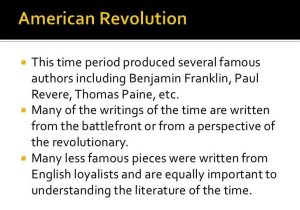 American Revolution Timeline Worksheet with Literature During the American Revolution