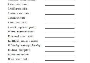 Analogy Worksheets for Middle School as Well as Verbal Analogies Analogies