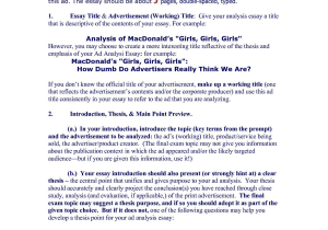 Analyzing Literature Worksheet or Advertisements Analysis Essay Ad Analysis Essay Examples Essay