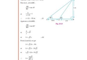 Angles Of Depression and Elevation Worksheet Answers Along with Trigonometric Ratios Of some Special Angles