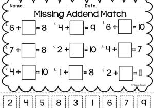Arithmetic Sequence Practice Worksheet or Grade Worksheet Missing Addend Worksheets First Grade Gras