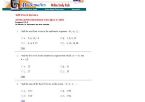 Arithmetic Sequence Worksheet 1 together with Arithmetic Sequences and Series Worksheet Worksheets for All