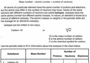 Atomic Number and Mass Number Worksheet with atomic Mass Worksheet Chemistry Pinterest