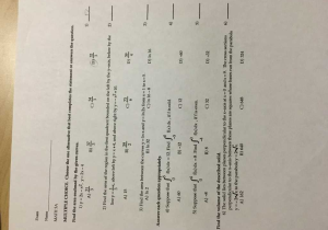 Atomic Structure Worksheet Answer Key or solved Exam Name Math 5a Multiple Choice Choose the E