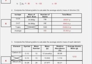 Average atomic Mass Worksheet Show All Work Answer Key with isotopes and Average atomic Mass Worksheet – Webmart