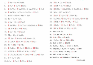 Balancing Chemical Equations Worksheet 1 Answer Key Along with Answers to Balancing Chemical Equations Worksheet the Best