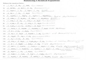 Balancing Chemical Equations Worksheet 1 Answer Key and 12 Unique Balancing Chemical Equations Practice Worksheet with