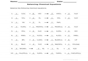 Balancing Chemical Equations Worksheet 1 or Balancing Chemical Equations Worksheet Answers 1 10 Kidz Activities