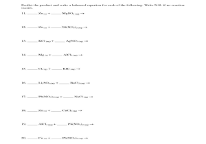 Balancing Chemical Equations Worksheet Answers 1 25 or Double Replacement Reaction Worksheet Cadrecorner