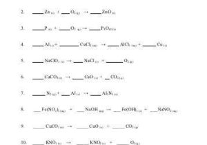 Balancing Chemical Equations Worksheet Pdf or Chapter 8 Balancing Equations Set 3