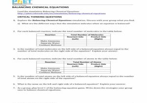 Balancing Chemical Equations Worksheet with Phet Balancing Chemical Equations Answers Lovely Balancing Chemical