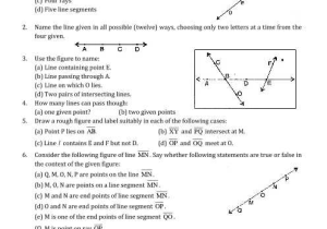 Basic Geometry Definitions Worksheet Answers or Ncert solutions for Class 6 Maths Chapter 4 Basic Geometrical Ideas