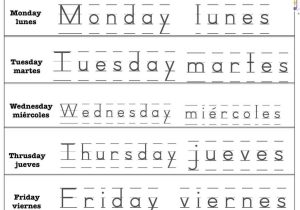 Beginning English Worksheets for Spanish Speakers Also Kindergarten Days the Week 2 Worksheets Free Printable Sp