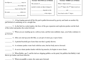 Bill Nye the Science Guy Energy Worksheet with 3 Laws Of Motion Worksheets