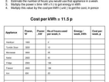 Calculating Electrical Energy and Cost Worksheet Answers with Cost Of Electricity Worksheet Gcse Physics by Jonhopkins1