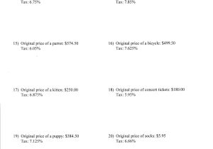 Calculating Sales Tax Worksheet with Sales Tax Math Worksheets the Best Worksheets Image Collection