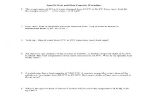 Calorimetry Worksheet Answers and Specific Heat Worksheet Answers