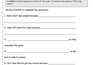 Cause and Effect Worksheets 2nd Grade with Cause and Effect Worksheets 4th Grade Worksheet Math for Kids