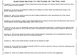 Causes Of the Civil War Worksheet and Worksheets Causes the Civil War Worksheet Opossumsoft W