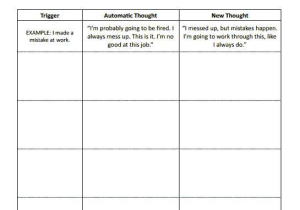 Cbt Worksheets for Depression Also Cbt Worksheets Automatic thoughts Preview Good for Negative Self