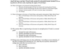Chapter 4 Section 1 Understanding Demand Worksheet Answers and Worksheet Elasticity Demand and Supply Kidz Activities