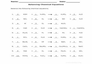 Chapter 7 Worksheet 1 Balancing Chemical Equations with Phet Balancing Chemical Equations Answers Elegant Balancing