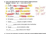 Character Education Worksheets Also Direct and Indirect Object Pronouns Spanish Worksheets