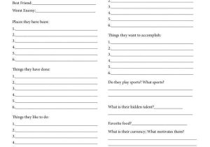 Character Profile Worksheet Along with Character Profile Sheet Guvecurid