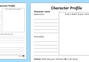 Character Profile Worksheet and Character Profile Sheet Guvecurid