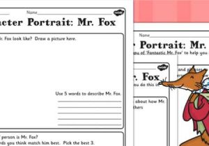Character Profile Worksheet as Well as Character Profile Mr Fox Worksheet to Support Teaching On