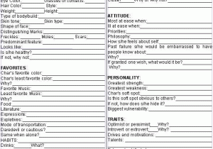 Character Profile Worksheet with Character Creation Sheet Google Search Writing