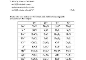 Charges Of Ions Worksheet Answers and Criss Cross formula Worksheet