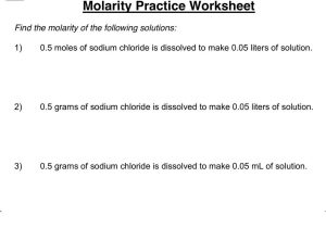 Chemistry A Study Of Matter Worksheet Answers or Molarity and Molality Worksheet Image Collections Workshee