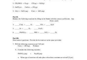 Chemistry Balancing Chemical Equations Worksheet Answer Key Also Students Identify the Four Different Types Of Chemical Reactions