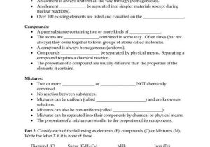Chemistry Worksheet Matter 1 Answers as Well as Elements Pounds and Mixtures Worksheet Answers Inspirational