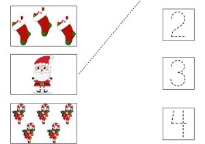 Christmas Worksheets for Middle School with Cute Little Christmas Counting Matching and Tracing Worksheet