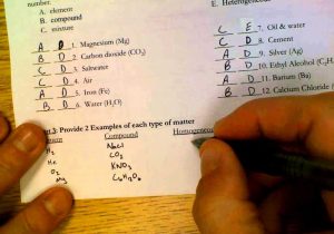 Classifying Matter Worksheet Answers Also Chemistry 1 Worksheet Classification Matter and Changes A