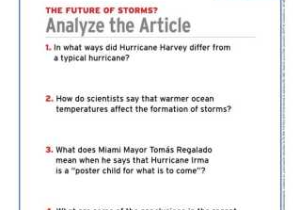 Climate and Climate Change Worksheet Answers and the Future Of Storms