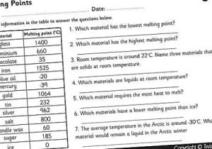 Climate Change Worksheet Also solids and Liquids Melting Points Worksheet Changing State