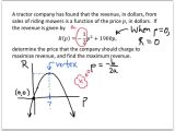 College Algebra Worksheets or College Algebra Example Applications with Parabolas Youtu