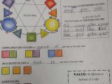 Color theory Worksheet and Color Wheel Done with Color Pencils Students Blended Colors to Make
