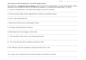 Community Service Hours Worksheet with Subjects and Predicates Worksheet Gallery Worksheet for Ki