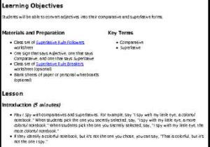 Comparison Of Adverbs Worksheet or Parative and Superlative Adjectives